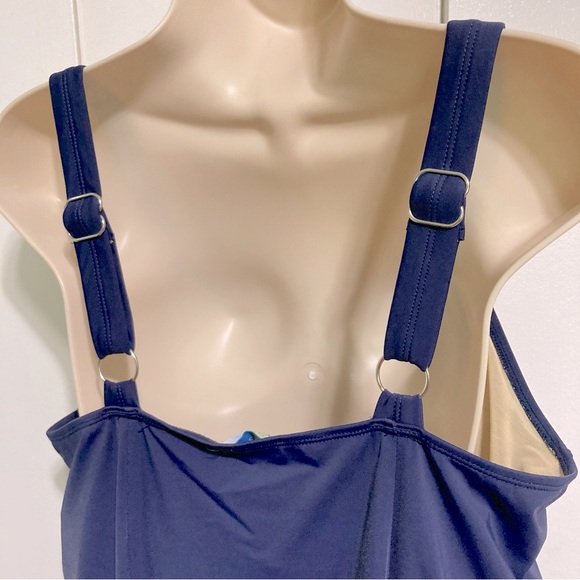 Swim 365 Royal Blue Adjustable Strap One Piece Bathing Suit Swim Dress 18W - Picture 6 of 16